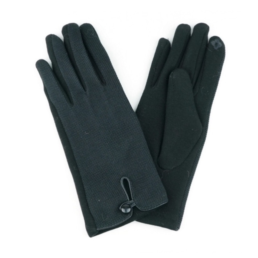 🌲Black Tweed Warm Soft Button Smart Touch Gloves - Picture 2 of 6